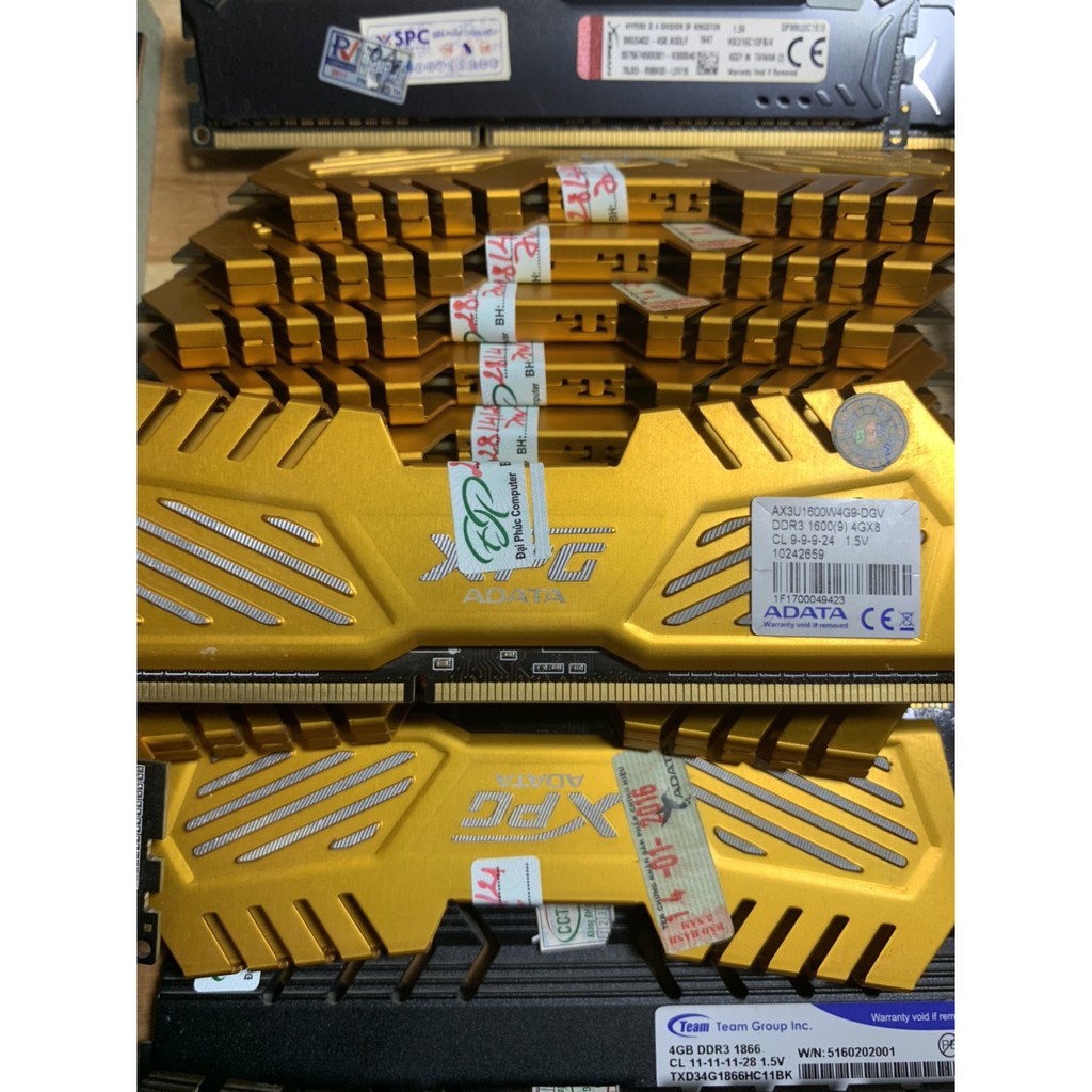 DDR3 Ram 4G-DDR3- BUS 1600 Hiệu ADATA Tản Nhiệt Màu Vàng Chân Đẹp KHÔNG KÉN MAIN- VI TÍNH BẮC HẢI