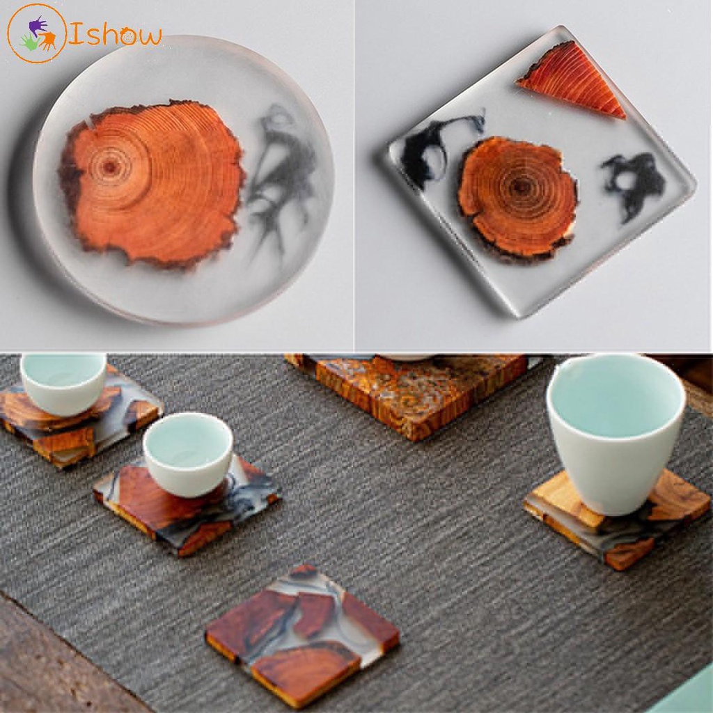 Mới IKEEA Đế lót ly trà bằng nhựa Resin màu trơn cách nhiệt phong cách Nhật Bản