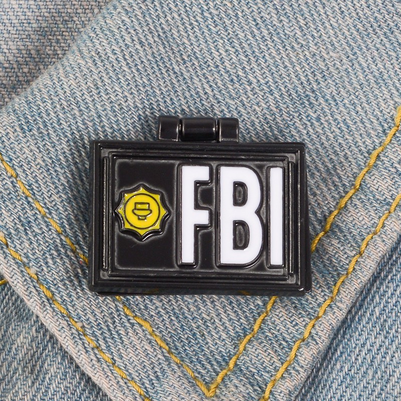 Ghim cài áo QIHE JEWELRY tráng men hình thẻ ID FBI X-Files nắp lật cho người thích đọc sách