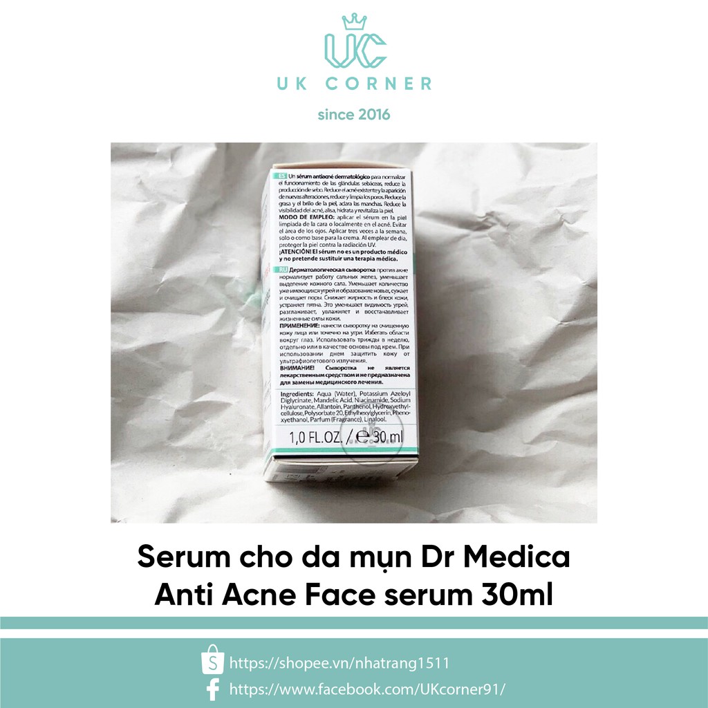 Serum cho da mụn Dr Medica Anti Acne Face serum 30ml