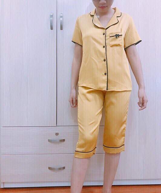 [Sỉ] Đồ Bộ Mặc Nhà Pijama Phi Lụa &quot;Quần Lửng - Áo Cộc Cao Cấp