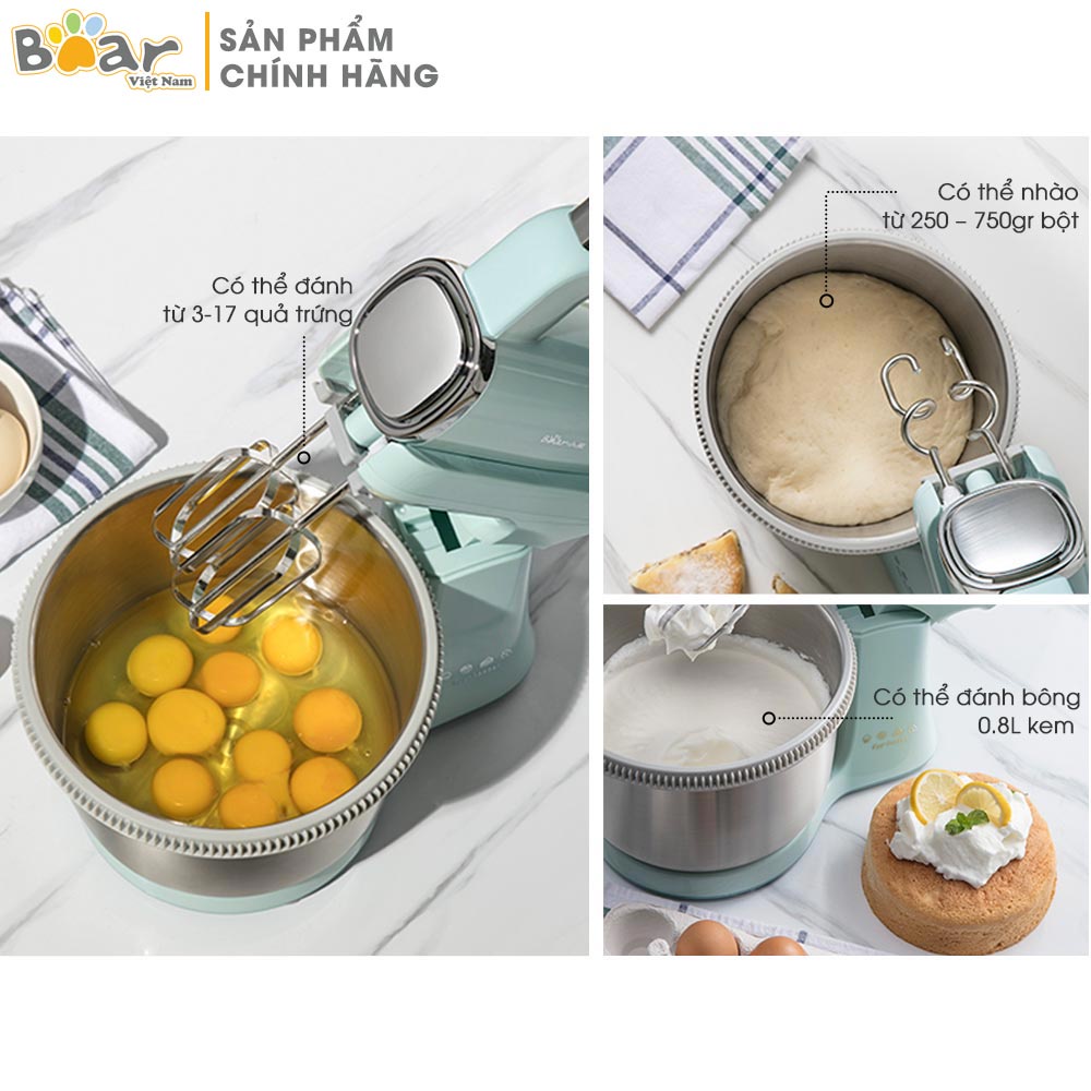MÁY TRỘN BỘT ĐÁNH TRỨNG CẦM TAY VÀ ĐỂ BÀN 9 MỨC ĐỘ - BẢN NỘI ĐỊA - BẢO HÀNH 18 THÁNG - CHÍNH HÃNG BEAR DDQ-B03V1