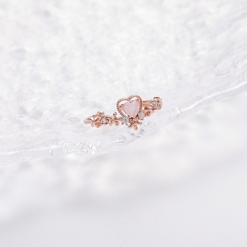 Nhẫn nữ đính đá Zircon hình hoa, trái tim 14115 dễ thương phong cách Hàn Quốc 19 mẫu