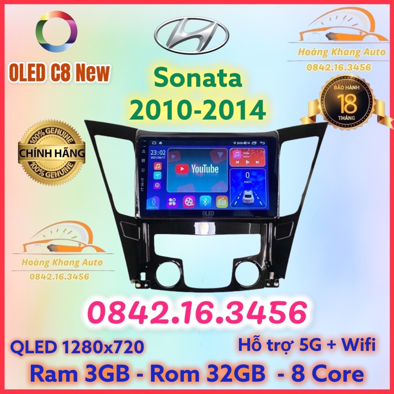 Màn hình android OLED C8 New theo xe Sonata 2010 - 2014  kèm dưỡng và jack nguồn zin theo xe