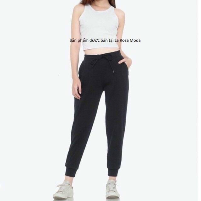 Quần nỉ nữ Jogger len tăm bo gấu