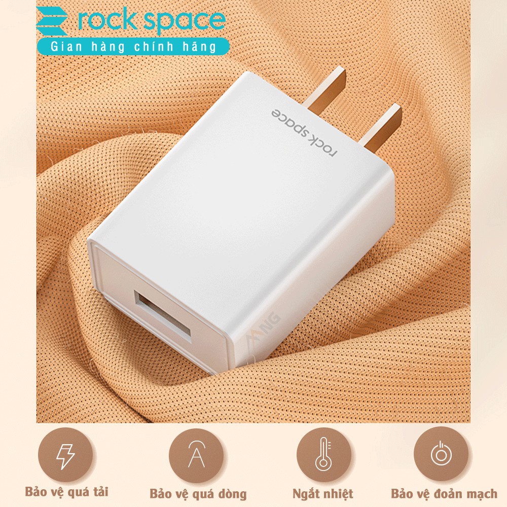 Củ Sạc iPhone Rockspace T6 plus 2A 1 cổng USB dành cho Samsung Huawei Vsmart Oppo  iPad máy tính bảng Hàng chính hãng