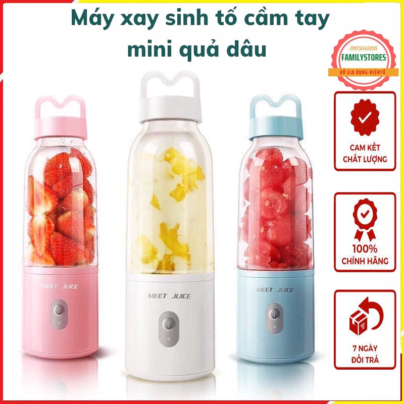 Máy Xay Sinh Tố Cầm Tay Máy Xay Hoa Quả Mini Meet Juice 500ml Cao Cấp, Cực Mạnh và An Toàn