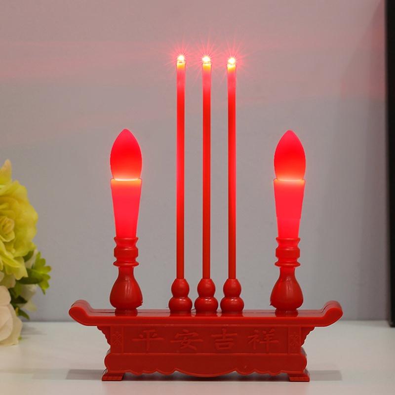 Đèn LED Nến Điện Tử Để Bàn Phong Cách Phật Giáo Trung Hoa Cho Năm Mới
