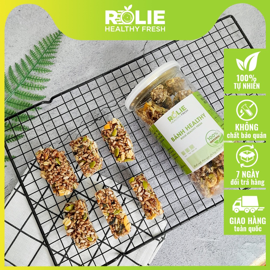 Thanh gạo lứt huyết rồng rong biển mix hạt dinh dưỡng | ăn chay giảm cân hiệu quả | Rolie Healthy Fresh