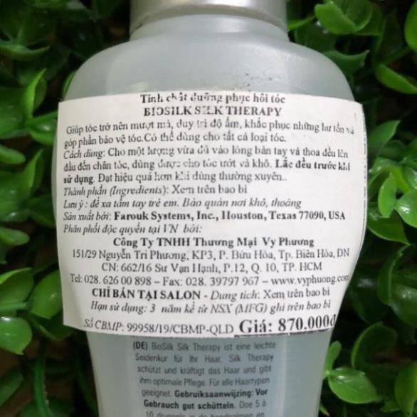 [Chính hãng] [Siêu rẻ] TINH DẦU DƯỠNG TÓC CAO CẤP BIOSILK SILK THERAPY USA 167ML