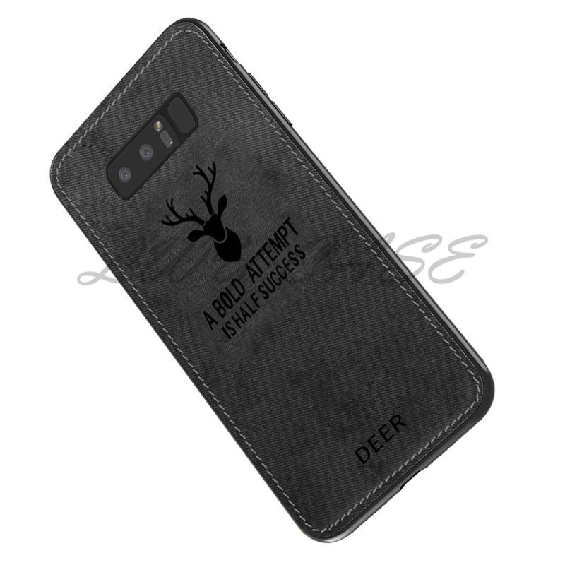 Samsung Galaxy Note 10+ 10 S7 edge J7 Plus A8 Star Deer Canvas Cloth Hard Back Soft Frame Case