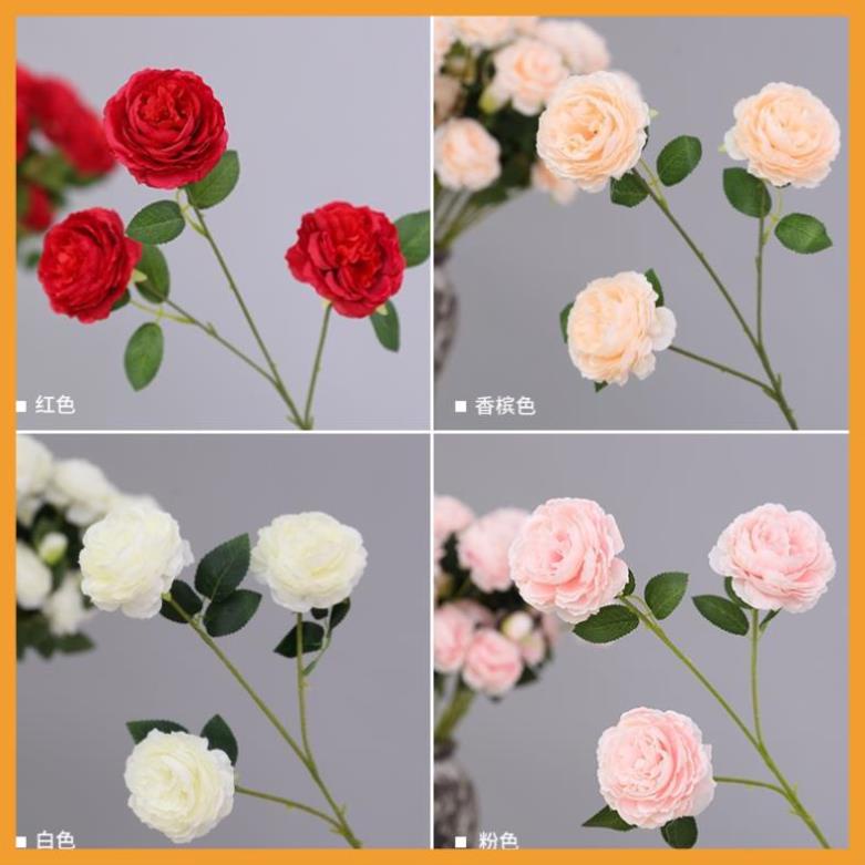 Hoa giả - Hoa hồng Lụa Lucas cao cấp 65cm 2 bông 1 nụ 3 bông trang trí nhà cửa, nội thất, cửa tiệm