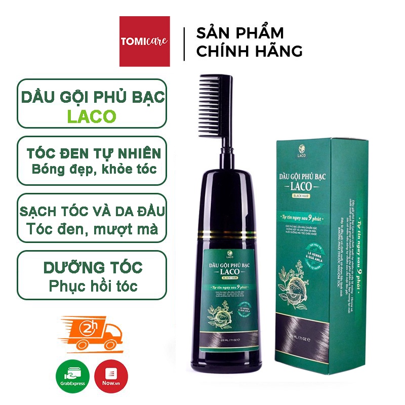 Dầu Gội Phủ Bạc Laco Black Hair 200ml giúp tóc đen tự tin sau 9 phút
