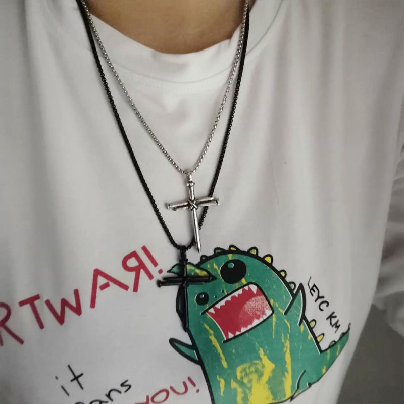 [Giao Hàng Miễn Phí] Dây Chuyền Đôi Hình Chữ Thập 2202 Phong Cách Độc Đáo Dễ Phối Đồ