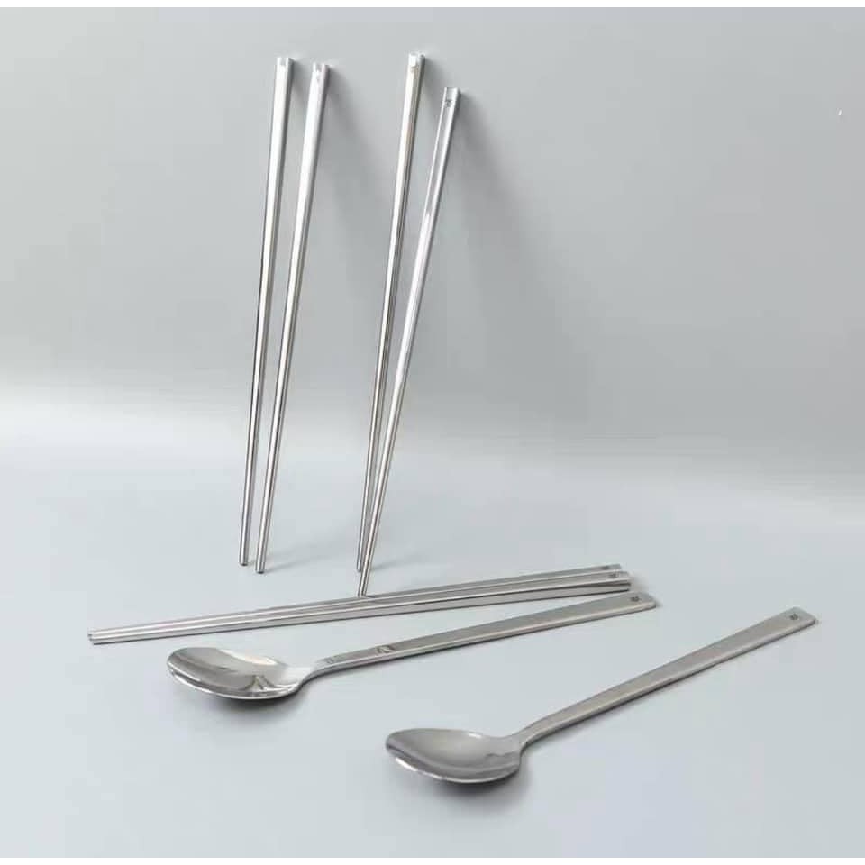 Set 12 đũa thìa inox Bộ Đồ Dùng Ăn Uống Thép Không Gỉ Cho Gia Đình, Văn Phòng, Dã Ngoại, Cá Nhân Có Hộp Đựng