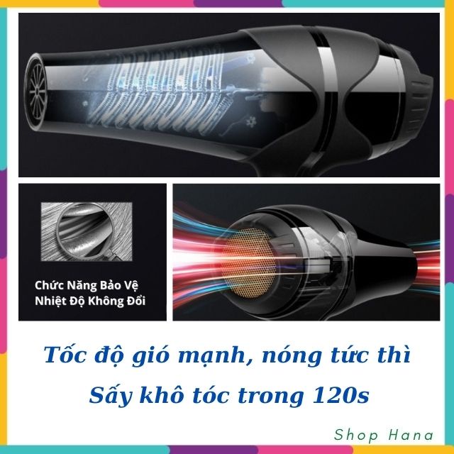 [Bền Đẹp] Máy Sấy Tóc Comei Gió Mạnh 4 chế độ, 4 mức nhiệt khác nhau giúp sấy tóc nhanh khô HNH016