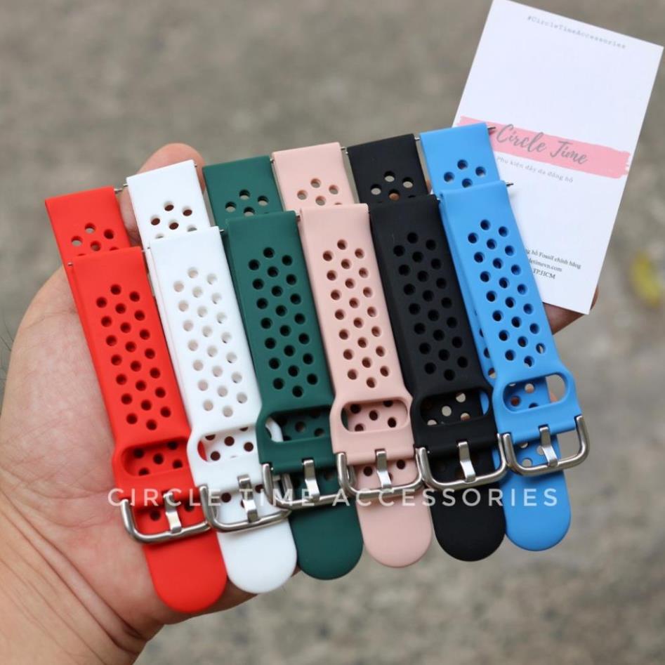 Dây đồng hồ cao su thoáng khí size 20 và 22 chốt thông minh