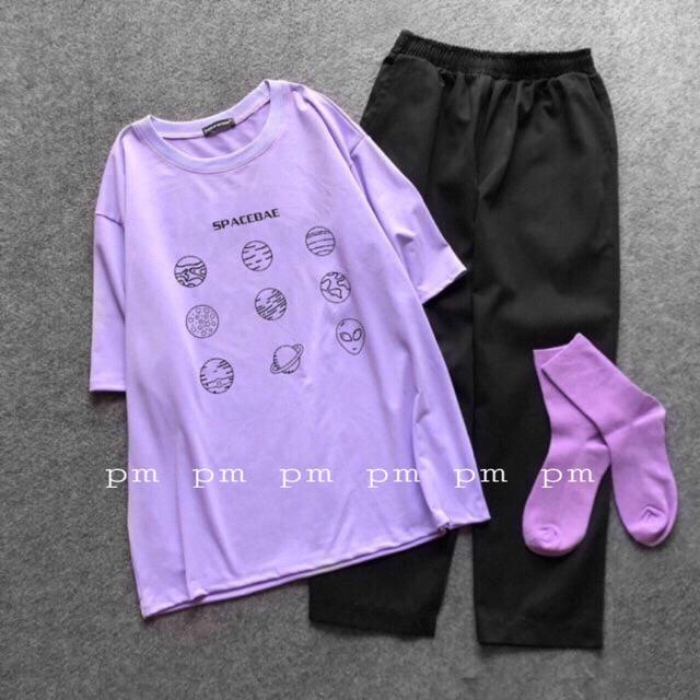 Sét áo space +quần Kaki T&amp;T Áo thun nam nữ,  sét bộ mặc ở nhà MODY