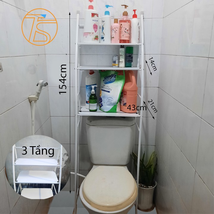 Kệ Để Đồ Trên Máy Giặt 3 Tầng - Khung Lắp Đựng Vật Dụng Nhà Tắm Nhà Bếp - Giá Để Đồ Trên Bồn Cầu