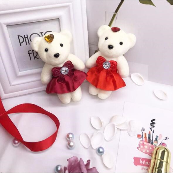 Gấu Teddy Nhồi Bông Mini 11cm Dùng Trang Trí Tiệc Cưới