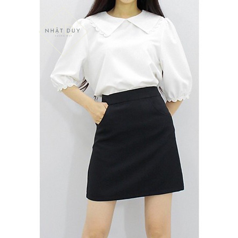Chân váy chữ A ngắn màu đen cạp lưng cao có quần lót trong - Mặc đi làm Công sở Đi học sinh Đi Chơi đẹp - Vải Umi hàn | BigBuy360 - bigbuy360.vn