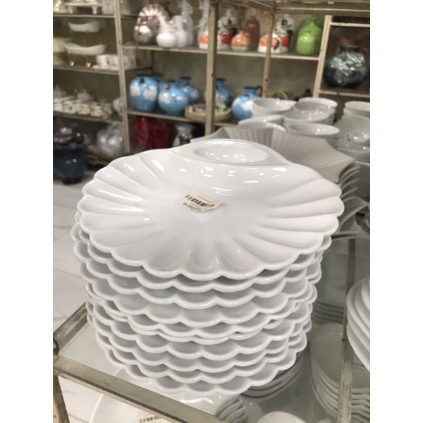 Đĩa sò trắng sứ