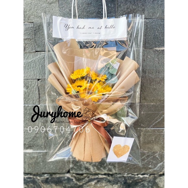 Bó hướng dương 5 bông tặng túi và thiệp