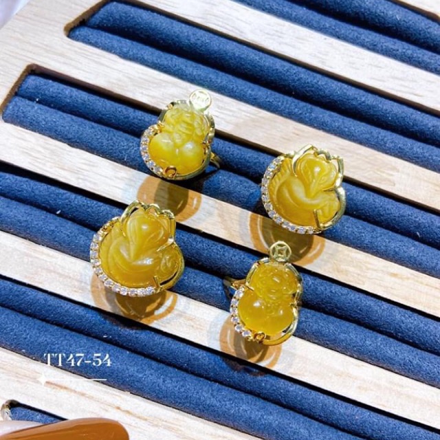 Nhẫn tỳ hưu và hồ ly mắt hổ vàng tâm bọc vàng 10kara
