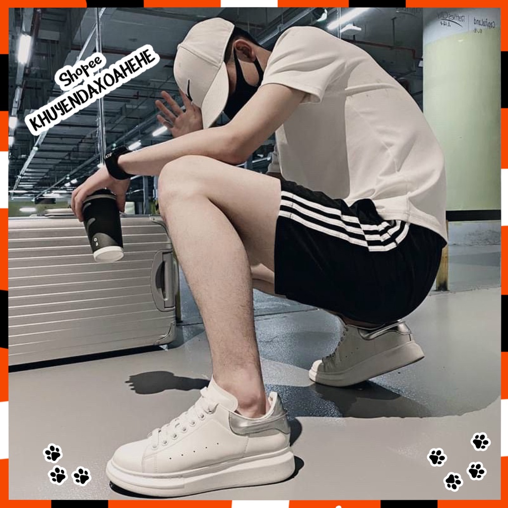 Q006 Quần đùi đen nam nữ 3 vạch ống rộng cạp chun dây rút ulzzang, quần short thun co giãn thể thao unisex