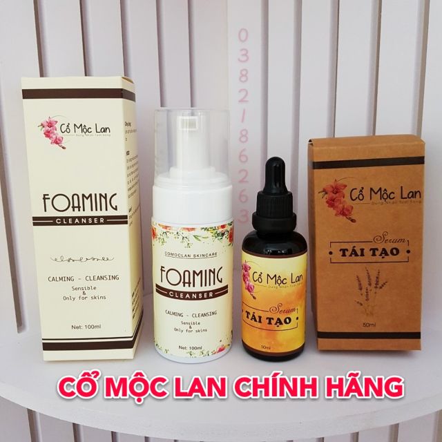 Combo tái tạo, sữa rửa mặt Cổ Mộc Lan (foaming cleaner)