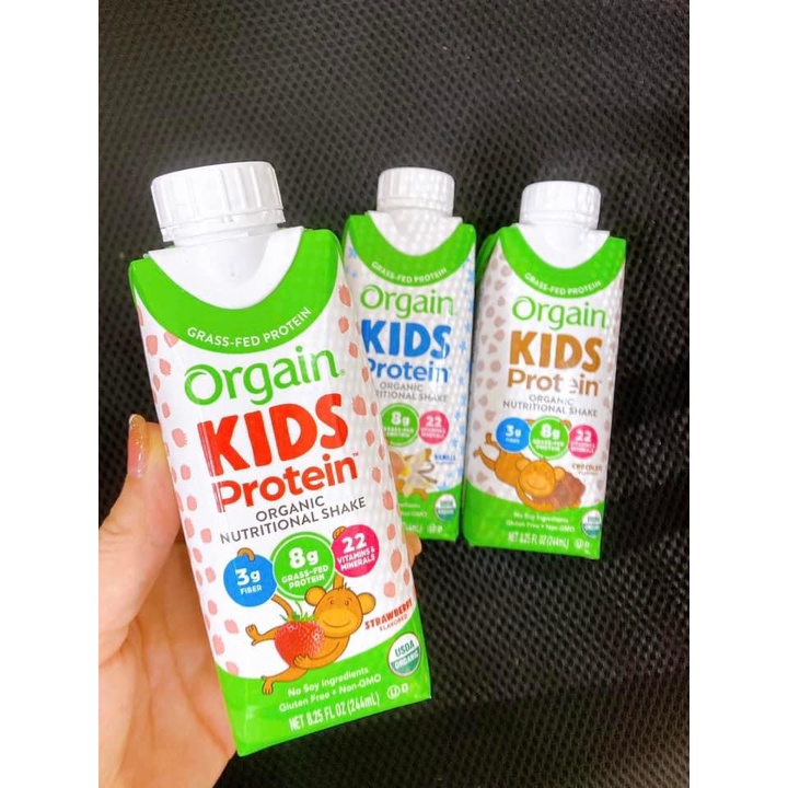Thùng 12 hộp sữa nước hữu cơ Orgain kids protein