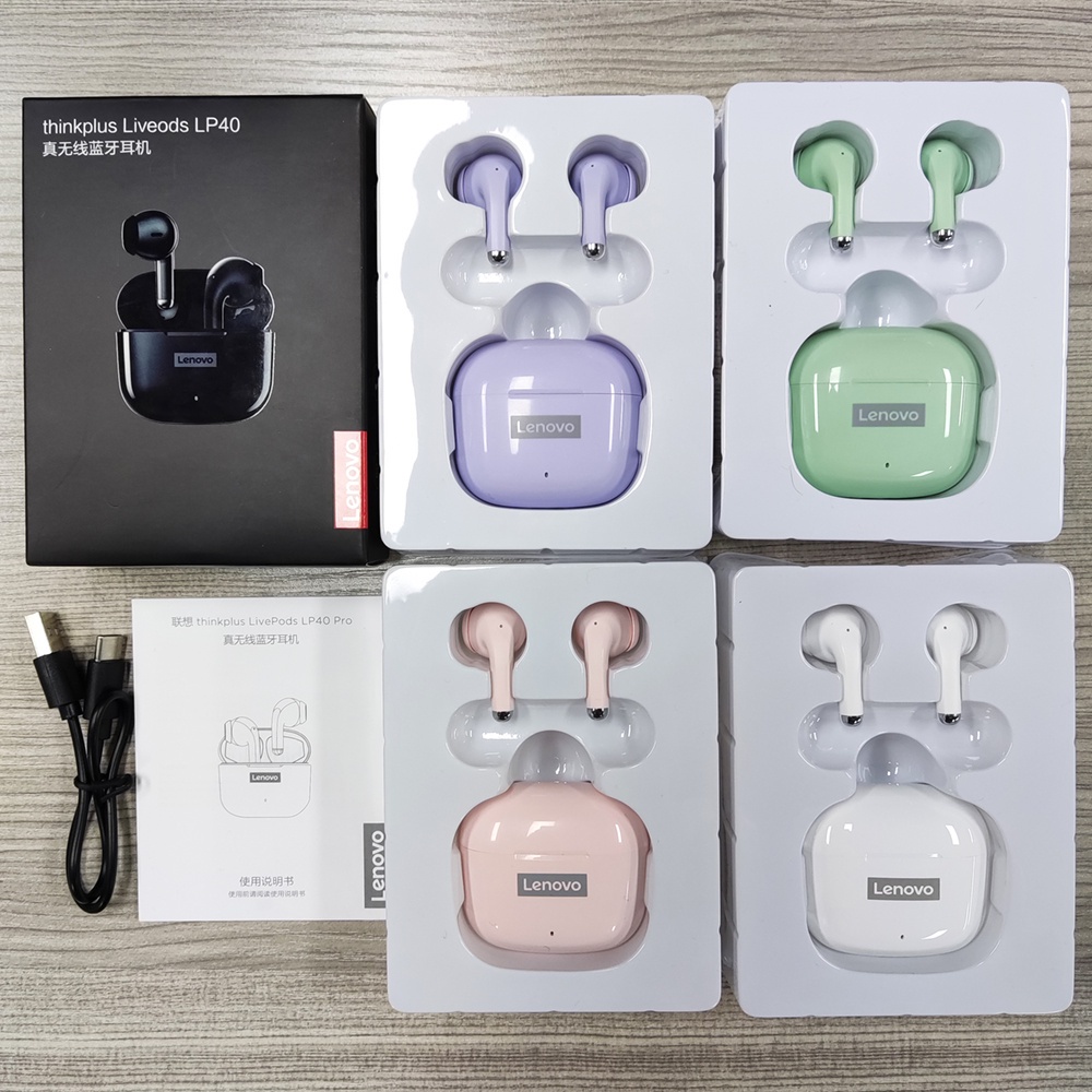 Tai nghe Bluetooth 5.0 Lenovo LP40 Pro LP40 TWS không dây mini có mic
