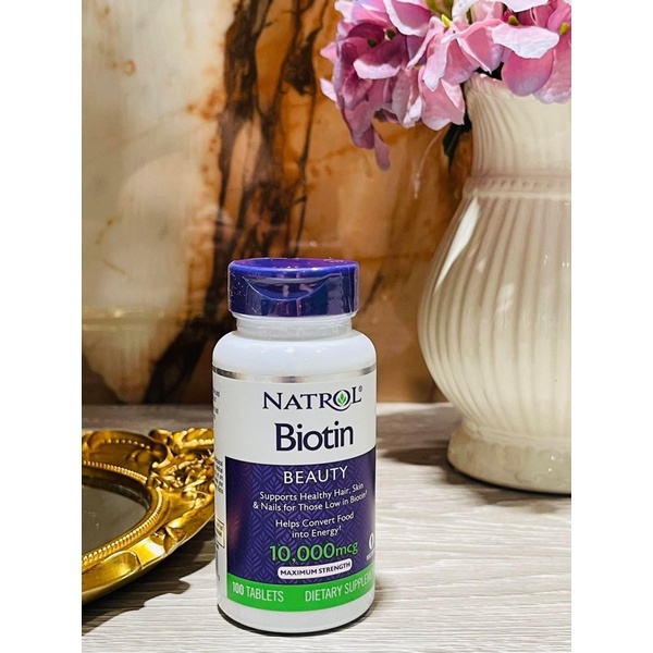 Viên Uống Ngăn Rụng Và Kích Mọc Tóc Natrol Biotin 10000mcg 100 Viên