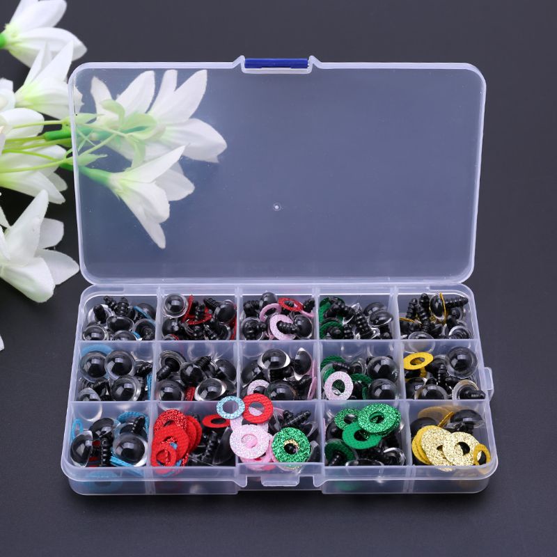 Bộ 150 Mắt Nhựa Tròn Nhỏ 14mm Kèm Vòng Đệm Cho Gấu Bông