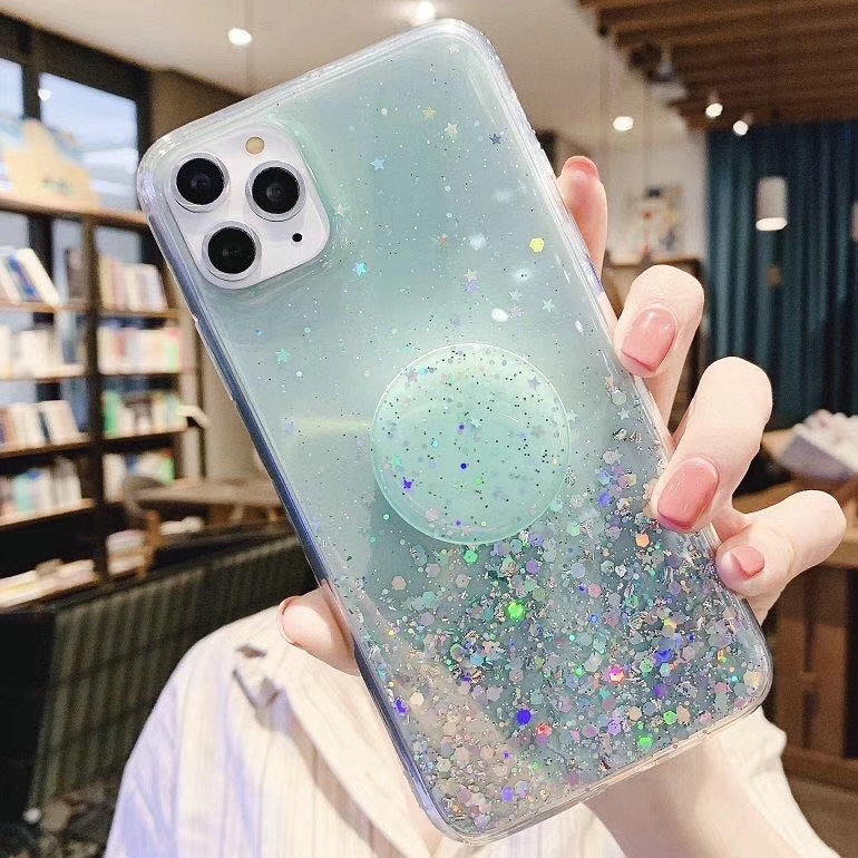 Redmi Note 10 9 9s 9A 9C 4 4A 4X 5 5A Plus 6 6A Pro 7 7A 8 8A S2 K20 Mi A1 A2 A3 Lite 9T SE 10 Mix 3 2 2s Glitter Star Sky Case Cover+Stand