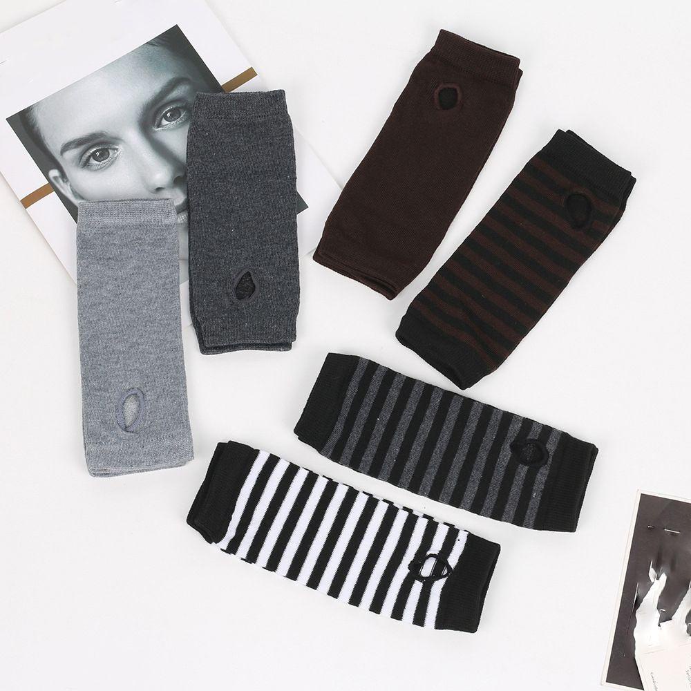 Găng Tay Len Mềm Mại Giữ Ấm Cánh Tay Họa Tiết Kẻ Sọc Phong Cách Punk