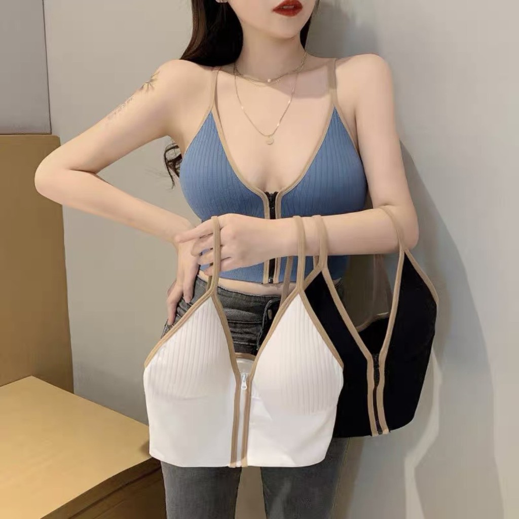 Áo Bra 2 Dây hàng chuẩn đẹp chất dày dặn, áo ngực nữ không gọng + kèm mút nâng ngực kéo khóa | BigBuy360 - bigbuy360.vn