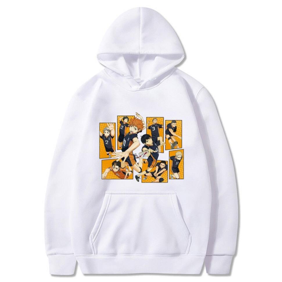 Áo hoodies in hình nhân vật phim hoạt hình Haikyuu Karasuno
