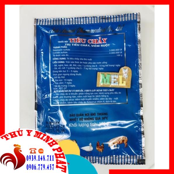 Tiêu chảy Áu Châu (100g) tiêu đen. Đặc t.rị tiêu chảy, viêm ruột  trên gia súc, gia cầm.