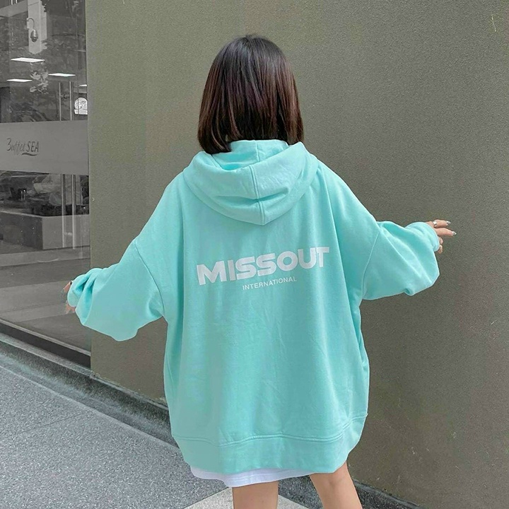Áo khoác nỉ Hoodie MISS.OUT Dây Kéo form rộng áo nỉ bông kiểu dáng basic