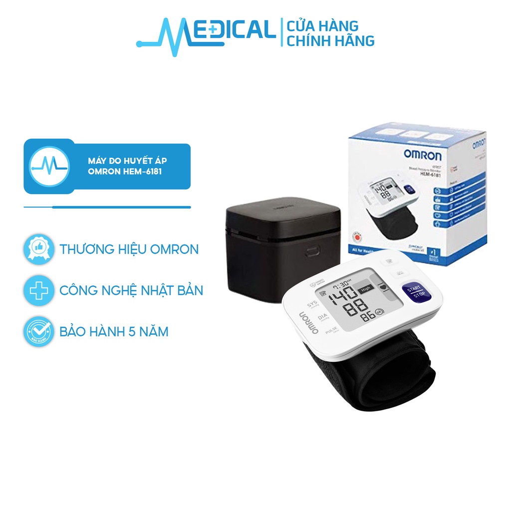 Máy đo huyết áp cổ tay OMRON HEM6181 lưu trữ 60 dữ liệu trong bộ nhớ MEDICAL