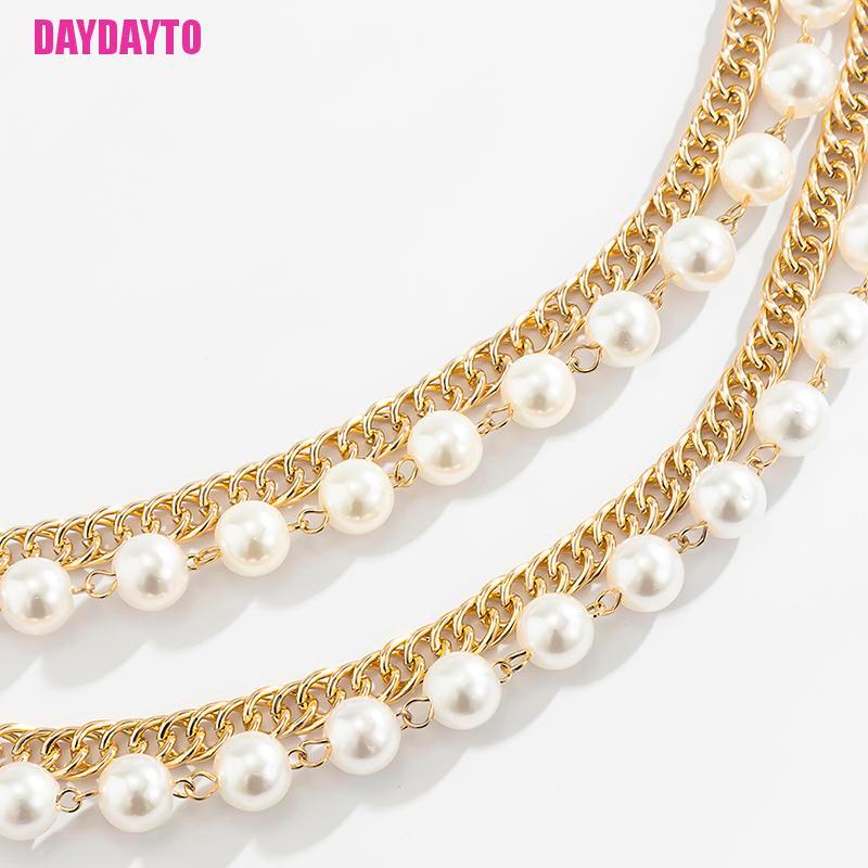 Thắt Lưng Dây Xích Tua Rua Nhiều Lớp Đính Ngọc Trai Cho Nữ