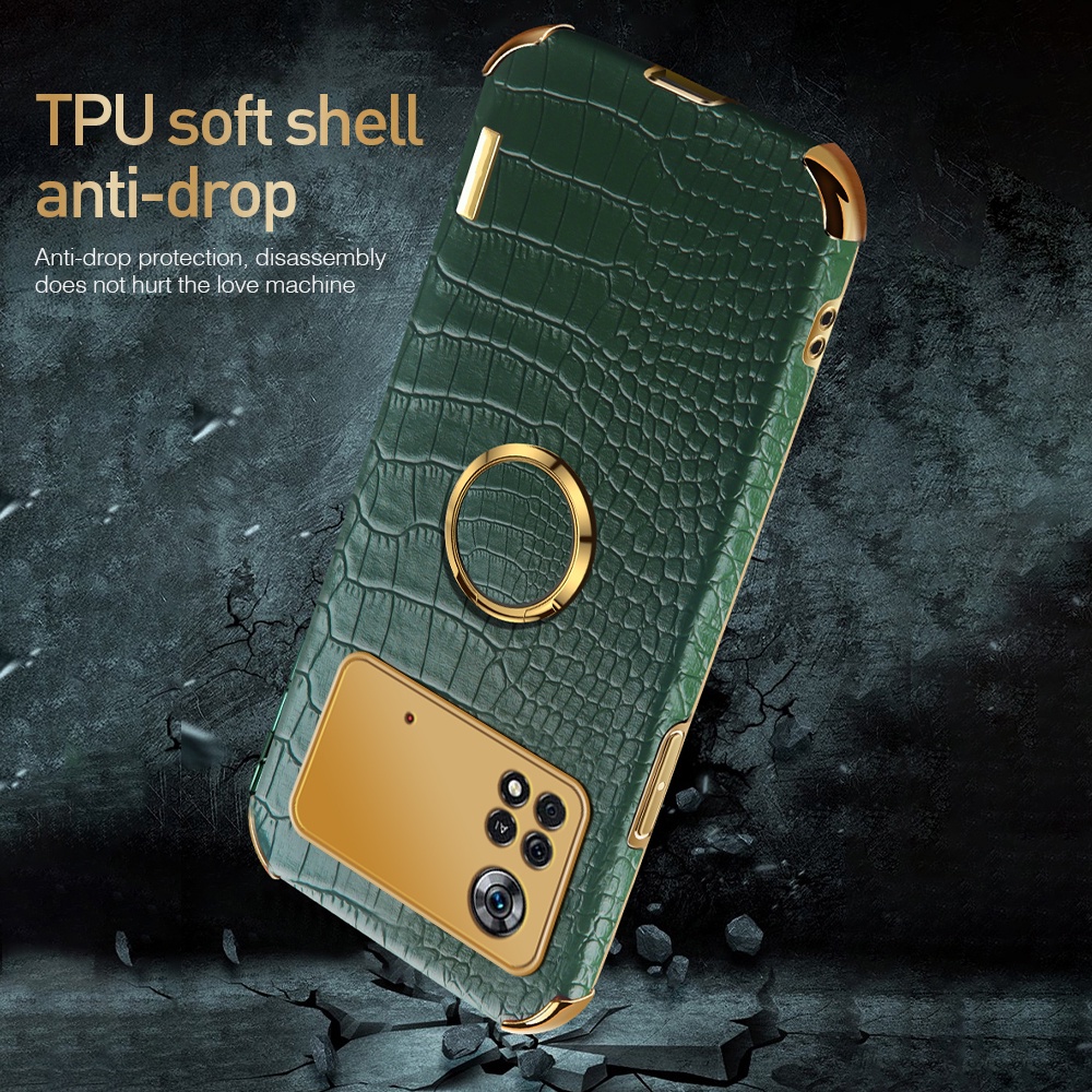 Bao Da Điện Thoại Họa Tiết Da Cá Sấu Cho Xiaomi Poco X4 Pro 5G M4 Pro 4G Redmi 10A 10C Note 11 11s 11 Pro 11E 12X 12 Pro