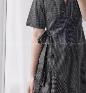 VÁY VẠT BÈO CỔ V THẮT NƠ EO