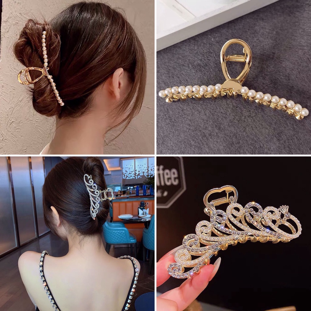 Kẹp tóc Hàn Quốc đính đá Miituu cặp tóc càng cua kim loại nhiều kiểu tùy chọn xinh xắn sang chảnh cho nữ hottrend KD1