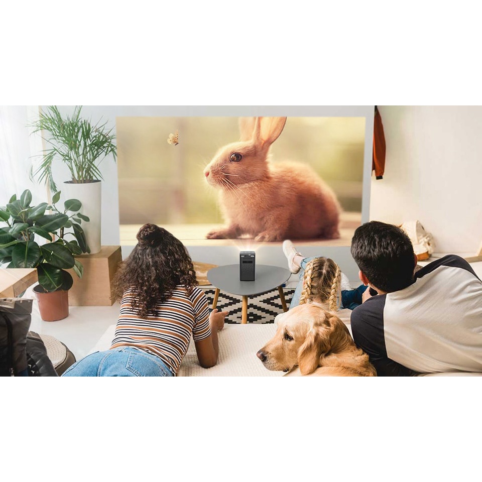 Máy chiếu mini Apollo 11-New 2021: Android TV 9.0, Pin 5200mAh, kết nối bluetooth, loa, wifi, màn hình lên đến 150inch