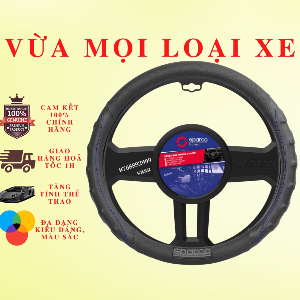 Bọc vô lăng Sparco Italia cao cấp - Cam Kết Chính Hãng - Vừa tất cả xe 4 đến 7 chỗ bao gồm cả SUV và Mini SUV