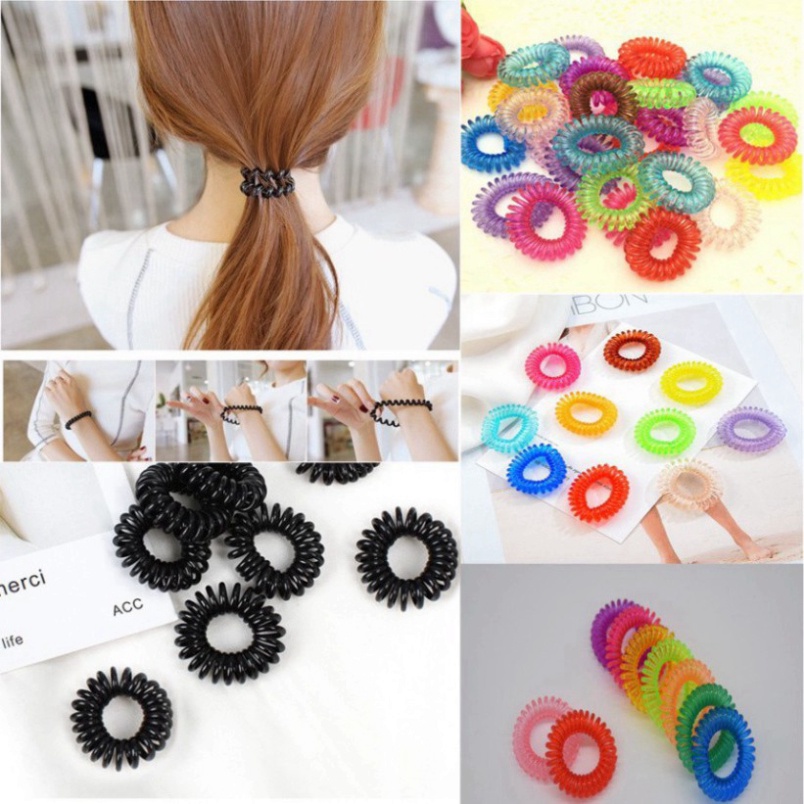 Dây buộc tóc xoắn phong cách đơn giản nhiều màu trẻ trung