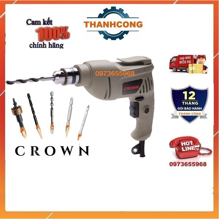 máy khoan CROWN ✨ CHÍNH HÃNG ✨ máy khoan cầm tay crown CT10070 - 10 mm , công suất 400w mạnh mẽ , bền bỉ