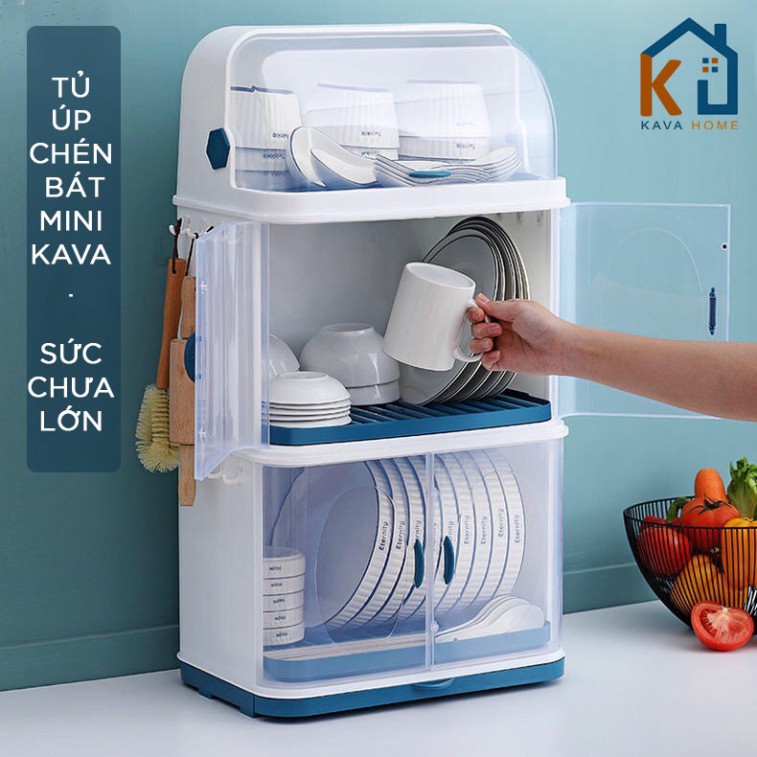 [Gía sỉ từ 2sp] Tủ úp bát đĩa mini chất liệu cao cấp 2 tầng, 3 Tầng có nắp đậy chống bụi bẩn - thoát nước tốt